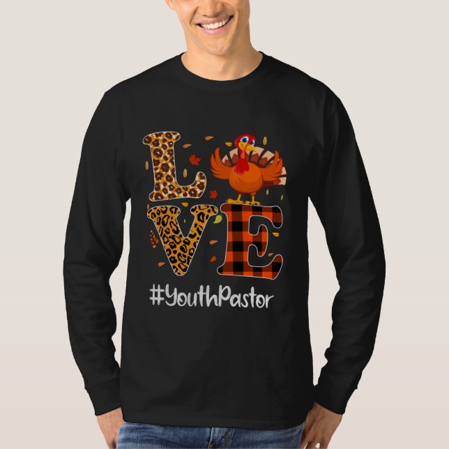 Camiseta Youth Pastor Love Thanksgiving Leopard Turkey Autu (Anverso)