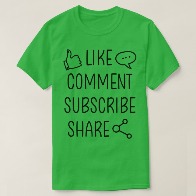 Camiseta Youtuber Blogger Like comentar suscribir compartir (Diseño del anverso)