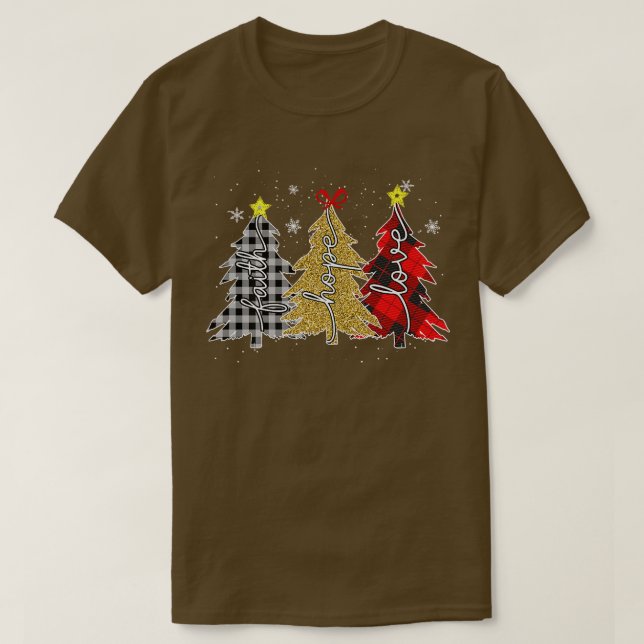 Camiseta yqQG Leopard Faith Feliz Navidad Árbol de Navidad  (Diseño del anverso)