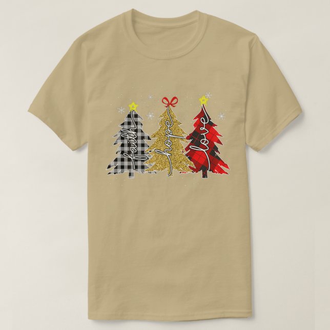 Camiseta yqQG Leopard Faith Feliz Navidad Árbol de Navidad  (Diseño del anverso)