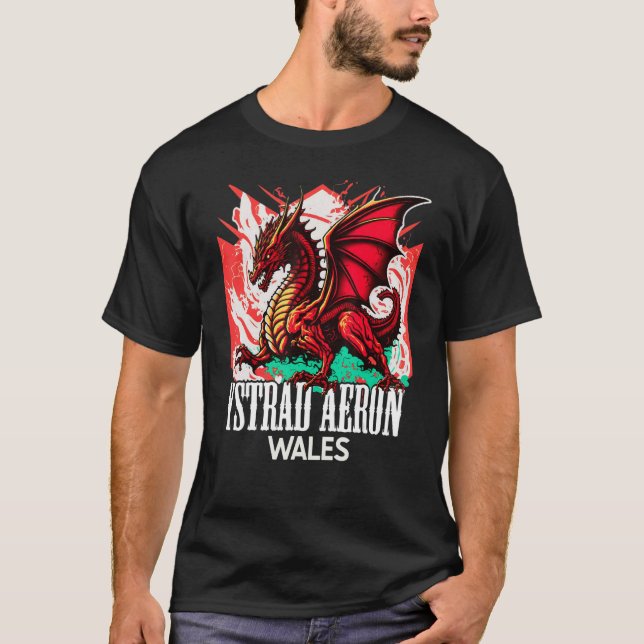 Camiseta Ystrad Aeron Wales Bandera Gales Y Ddraig Goch Dra (Anverso)
