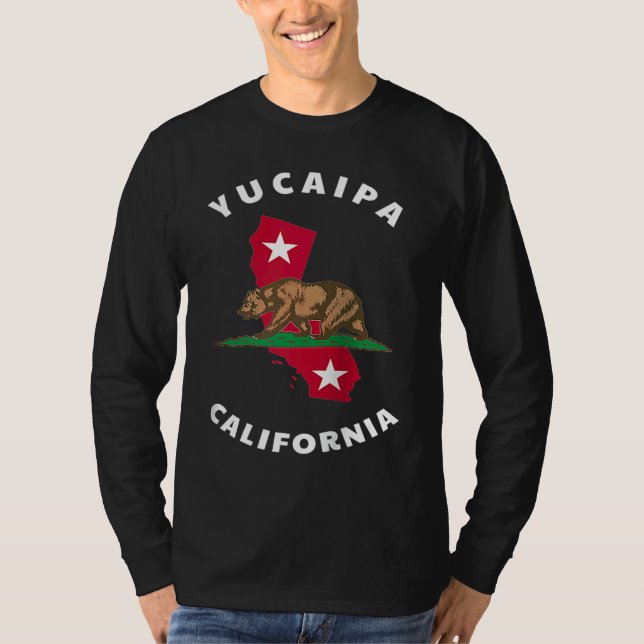 Camiseta Yucaipa California CA Flag and Bear Badge Souvenir (Anverso)
