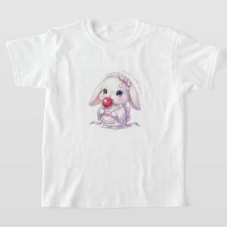 Camiseta Yukata Bunny with Apple Candy - Pink Pastel Ribbon