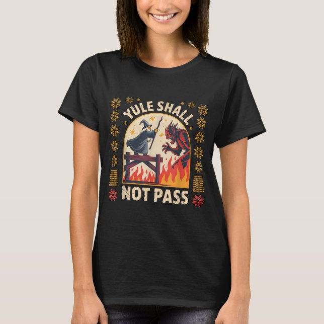 Camiseta Yule Shall Not P Fantasy Krampus Holiday Pun Funny (Anverso)