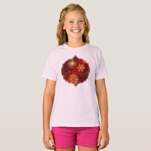 Camiseta Yuletide Opulence: Hilos de oro de Navidades (Anverso completo)
