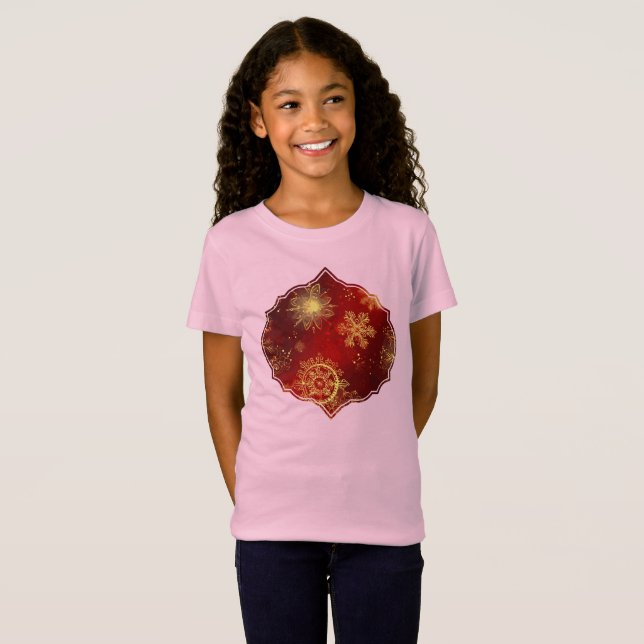 Camiseta Yuletide Opulence: Hilos de oro de Navidades (Anverso completo)