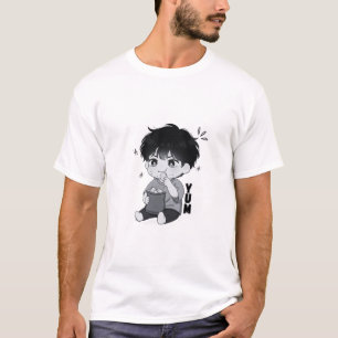 Camiseta Yum Chibi Niño Comiendo Aficionado a la Comida Ilu