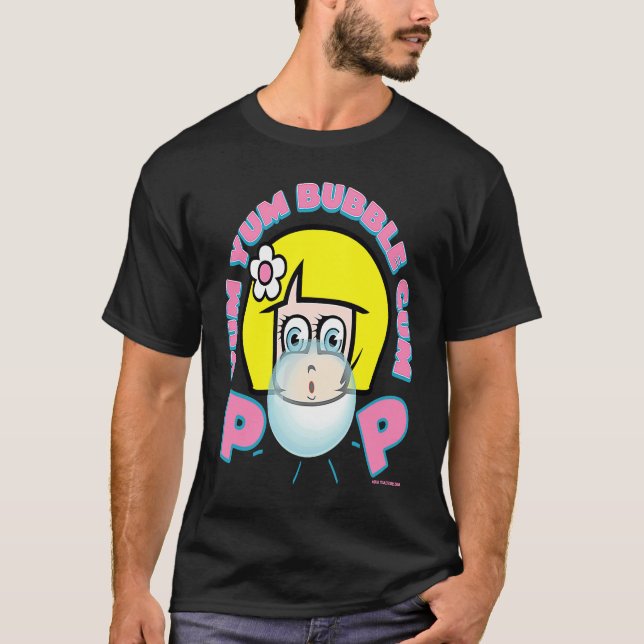 Camiseta YUM YUM BUBBLE GUM GIRL BLOWING BUBBLE RETRO 90's  (Anverso)