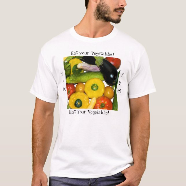 Camiseta ¡Yum Yum coma sus verduras! (Anverso)