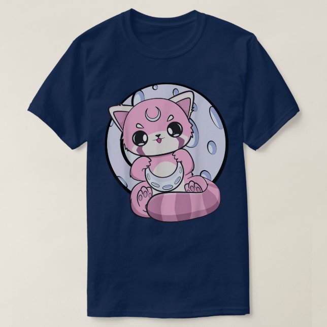 Camiseta Yume Kawaii Rojo Panda Moon Fairy Kei Harajuku Nug (Diseño del anverso)