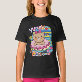 Camiseta Yummy Donuts Baby Cat Cute Chica