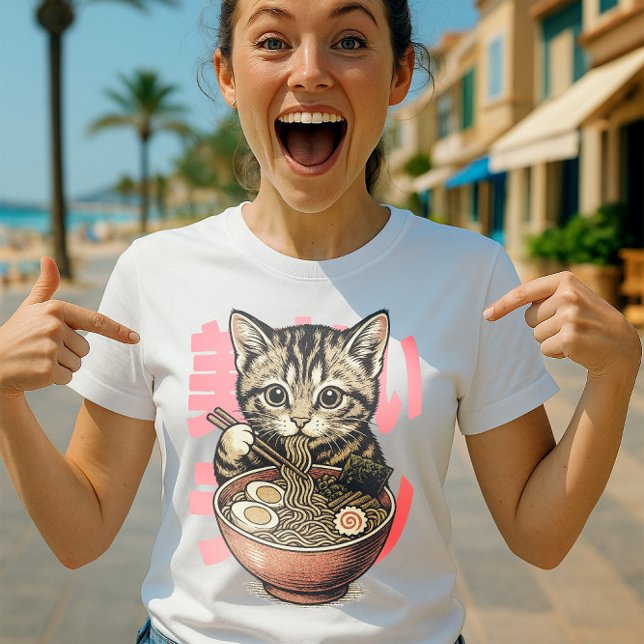 Camiseta Yummy Ramen Kitten White (Subido por el creador)