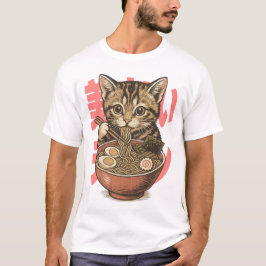 Camiseta Yummy Ramen Kitten White