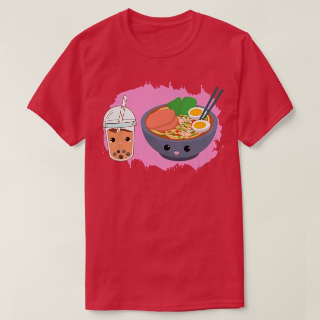 Camiseta Yummy Tshirt Ramen Noodles Bowl Y Boba Bubble Te (Diseño del anverso)