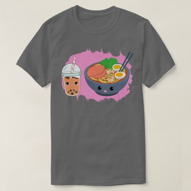 Camiseta Yummy Tshirt Ramen Noodles Bowl Y Boba Bubble Te (Diseño del anverso)