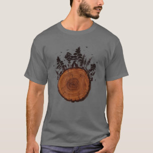 Camiseta Yxm3 Divertidos Árboles troncos de la planta amant