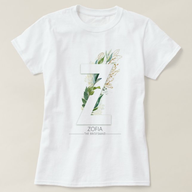 Camiseta Z Monograma verde de oro deja elegante (Diseño del anverso)