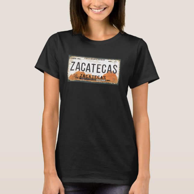 Camiseta Zacatecas Placa de Licencia del Estado de México (Anverso)