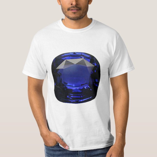 Camiseta Zafiro de corte de cojín azul (Anverso)