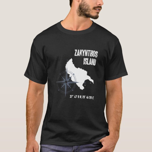 Camiseta Zakynthos Island Mediterranean Sea Coordinates Map (Anverso)