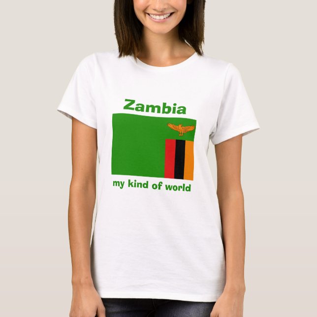 Camiseta Zambia Bandera + Mapa + Texto (Anverso)