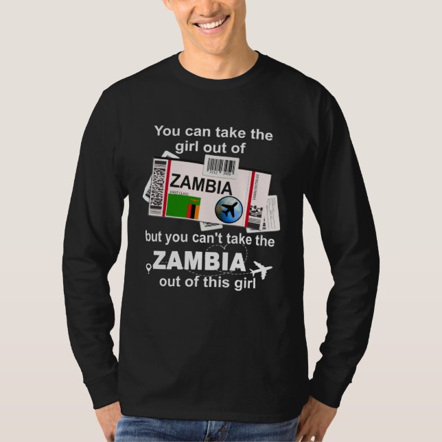 Camiseta Zambia Boarding Pass  Zambia Girl  Zambia (Anverso)