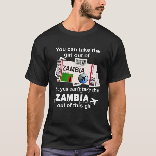 Camiseta Zambia Boarding Pass  Zambia Girl  Zambia (Anverso)