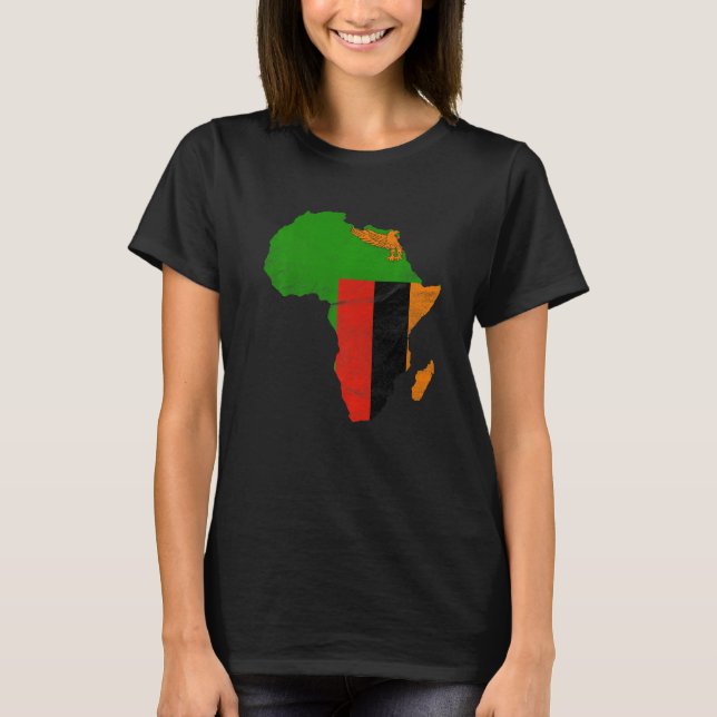 Camiseta Zambia Flag Africa Continent Silhouette Gift for Z (Anverso)