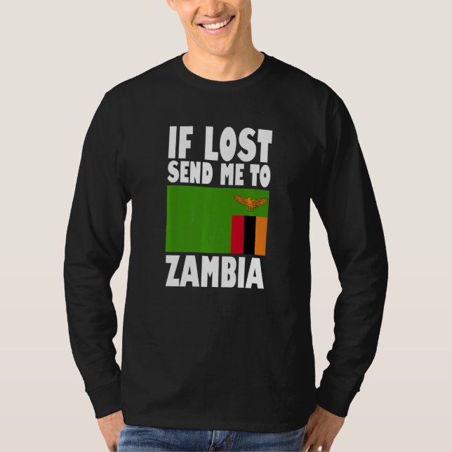 Camiseta Zambia Flag Design  If lost send me to Zambia Prem (Anverso)