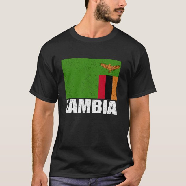 Camiseta Zambia Flag Grunge Vintage Souvenir (Anverso)