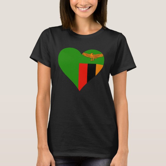 Camiseta Zambia Flag Heart Zambia  Love Zambia (Anverso)