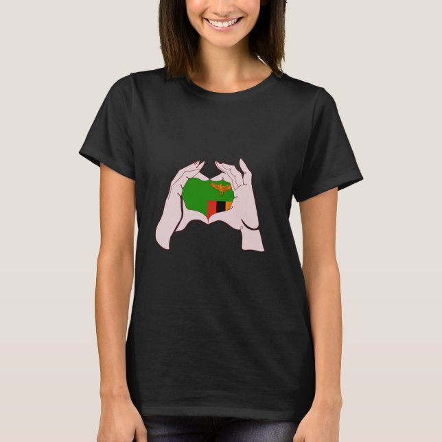 Camiseta Zambia Handsign Heart Zambian Flag Zambian Pride (Anverso)