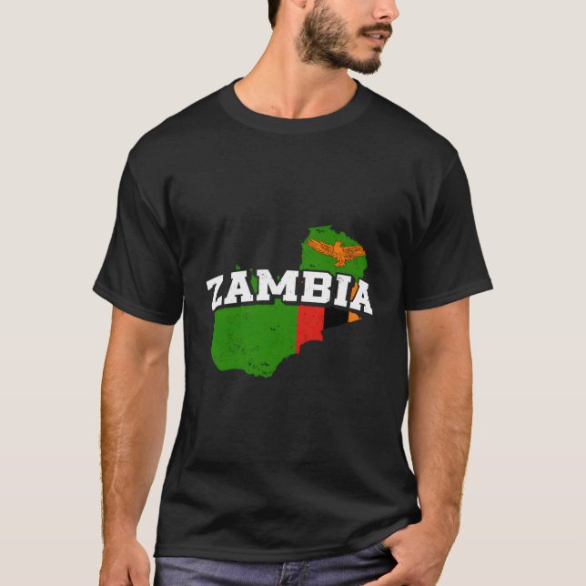Camiseta Zambia Map And Flag Souvenir Zambian (Anverso)