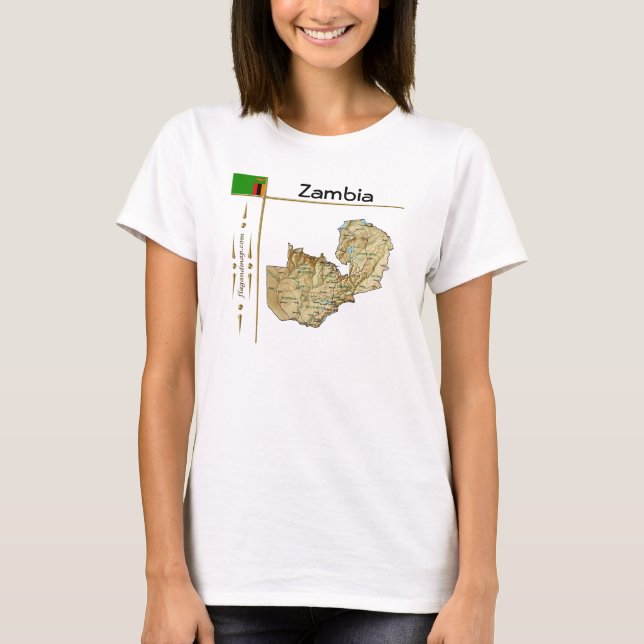 Camiseta Zambia Mapa + Bandera + Título (Anverso)