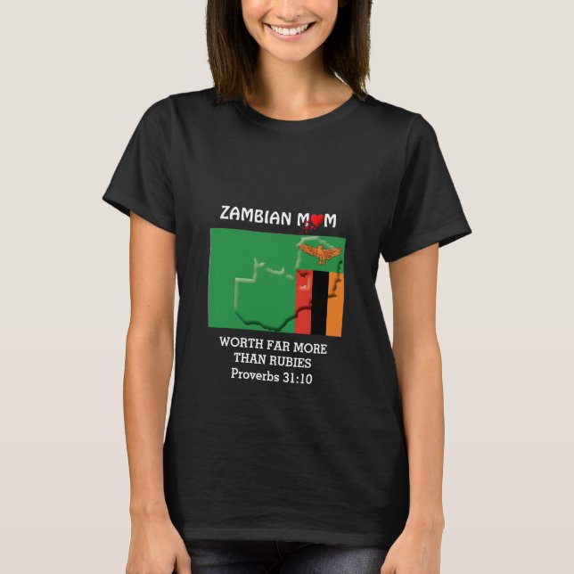 Camiseta ZAMBIA MOM Vale más que Rubies PROV 31 Negro (Anverso)