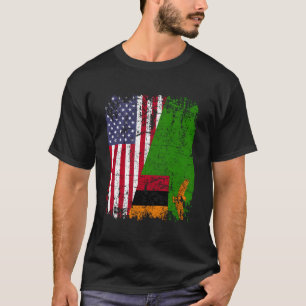 Camiseta Zambia: Raíces de Zambia con bandera estadounidens