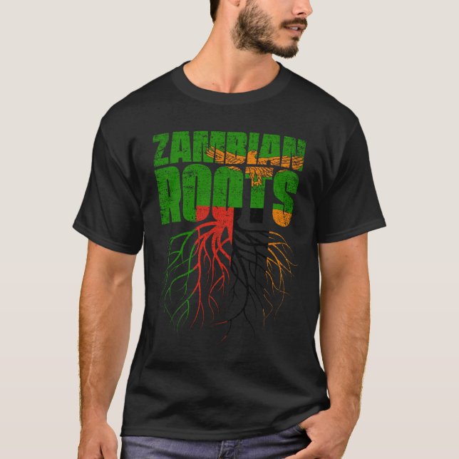 Camiseta Zambia remonta a la bandera del patrimonio de Zamb (Anverso)
