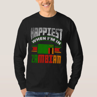 Camiseta Zambiano Zambia Bandera Zambiana Más Feliz Cuando 