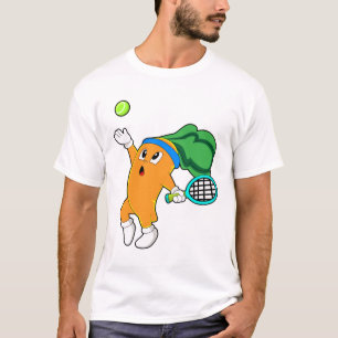 Camiseta Zanahoria en tenis con raqueta de tenis