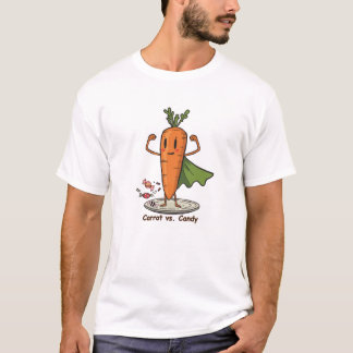 Camiseta Zanahoria Superhéroe Vs Dulces Divertidos