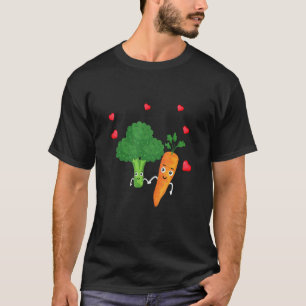 Camiseta Zanahoria y brócoli felices vegetales lindos vegan