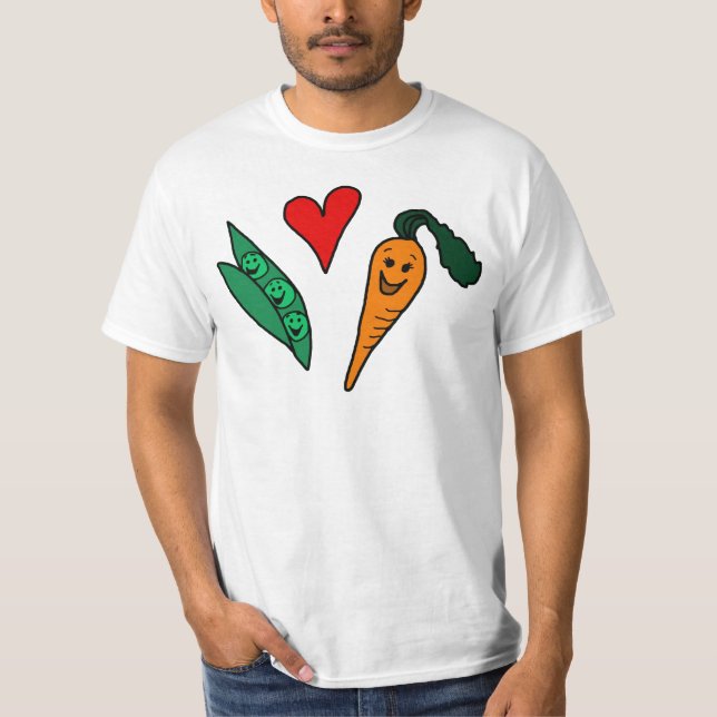 Camiseta Zanahorias del amor de los guisantes, diseño verde (Anverso)
