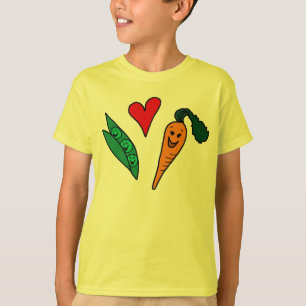 Camiseta Zanahorias del amor de los guisantes, diseño verde
