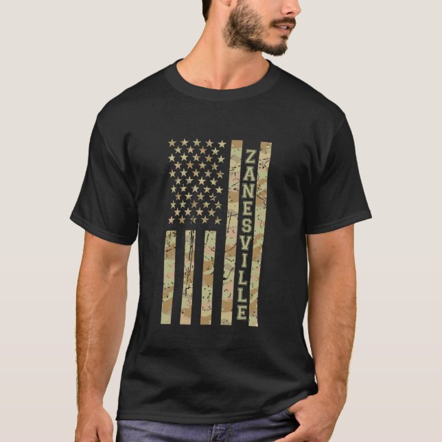 Camiseta Zanesville City Pride Ohio Desert Camo Distressed  (Anverso)