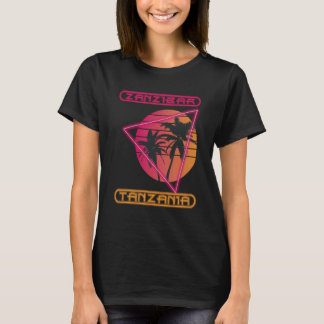 Camiseta Zanzibar Tanzania Palma Retro árbol Océano Vacacio