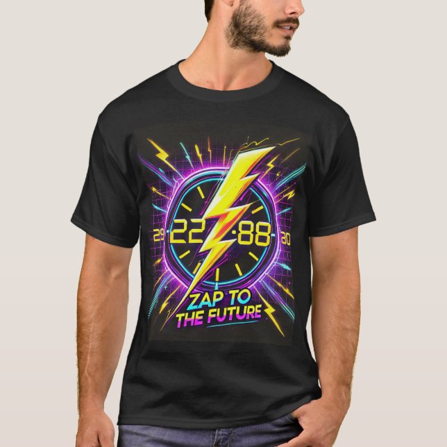 Camiseta Zap to the Future Retro Sci-Fi T-Shirt - Luz Neon (Anverso)