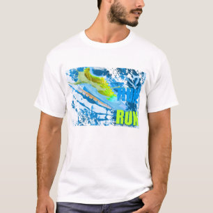 Camiseta Zapatilla Azul y Verde con Salpicaduras de Pintura