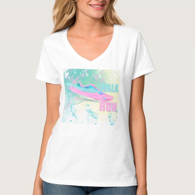 Camiseta Zapatilla para caminar correr Splash Paint Rosa y  (Anverso)
