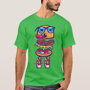 Camiseta zapatillas de monstruo de hamburguesa comida amigo