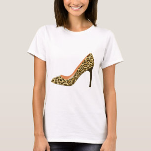 Camiseta Zapato del tacón alto del estampado leopardo